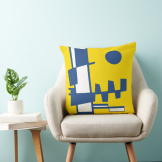 Cojín Decorativo Dos Lados De La Etnicidad Blanco Azul Amarillo