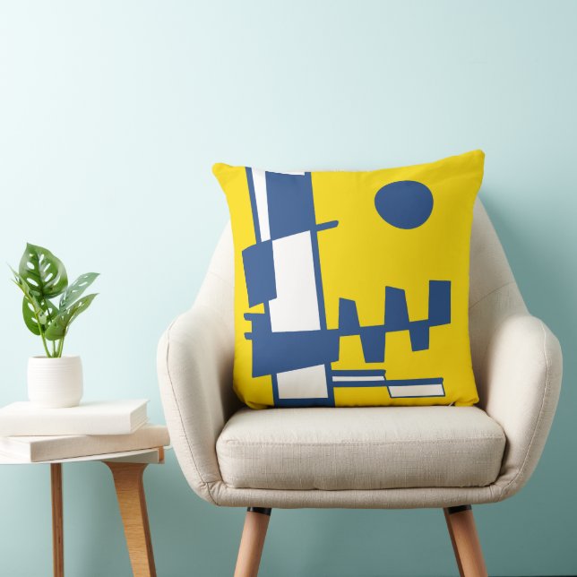 Cojín Decorativo Dos Lados De La Etnicidad Blanco Azul Amarillo (Silla)
