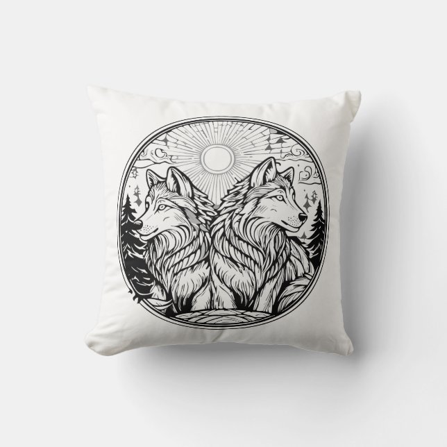 Cojín Decorativo Dos lobos (Anverso)