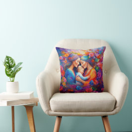 Cojín Decorativo Dos madres con su bebé