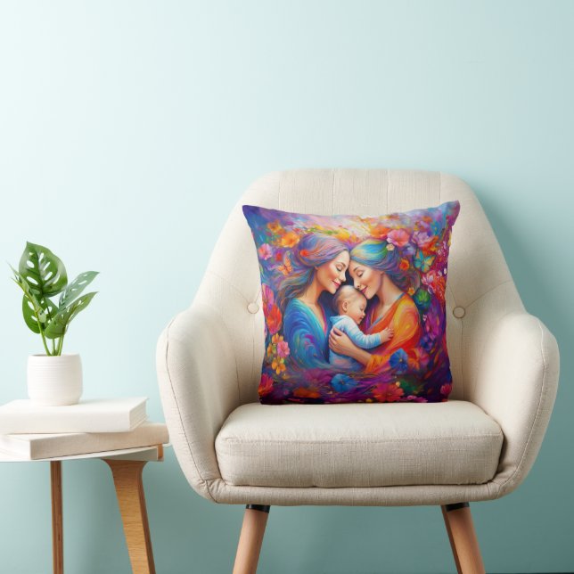Cojín Decorativo Dos madres con su bebé (Silla)