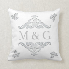 Cojín Decorativo Dos monogramas con Scrollwork y las hojas A24
