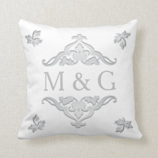 Cojín Decorativo Dos monogramas con Scrollwork y las hojas A24
