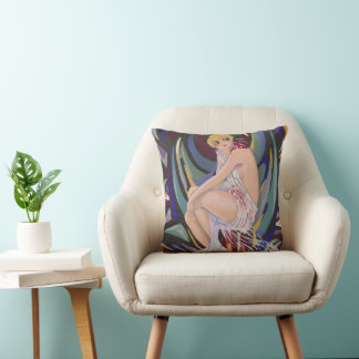Cojín Decorativo Dos mujeres art déco vintage por S. Chompre