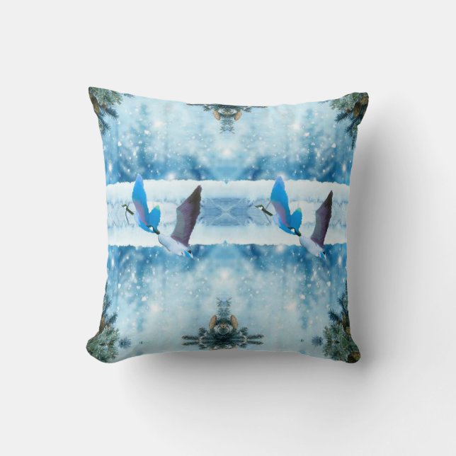 Cojín Decorativo Dos Navidades azules Geese Pillow (Anverso)