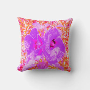 Cojín Decorativo Dos púrpura y picante ciruela loca Hibiscus