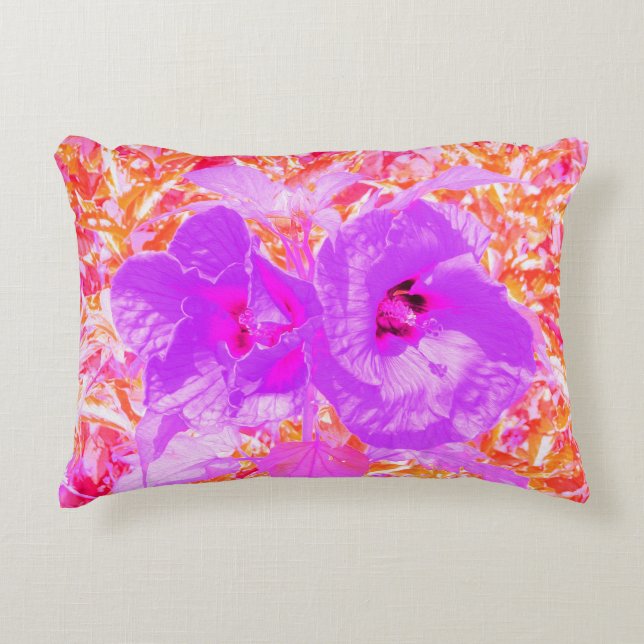 Cojín Decorativo Dos púrpura y picante ciruela loca Hibiscus (Anverso)