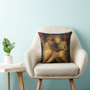 Cojín Decorativo Dos querubines leyendo por Rosso Fiorentino, Ángel