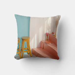 Cojín Decorativo Dos taburetes amarillos de bar de madera