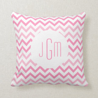 Cojín Decorativo Dos tono Chevron rosado y monograma