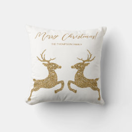 Cojín Decorativo Dos Venados En Faux Purpurina Amarillo Con Texto P