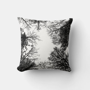Cojín Decorativo Dosel del bosque en blanco y negro