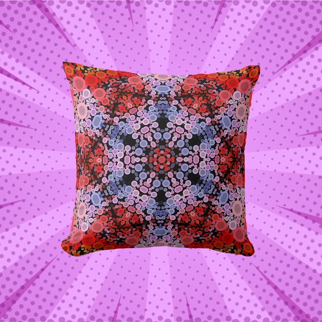Cojín Decorativo Dot Mandala Flor Azul Rojo y Rosa (Subido por el creador)