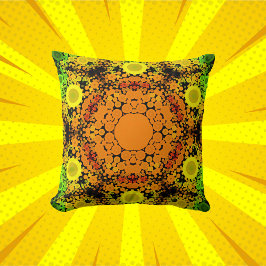 Cojín Decorativo Dot Mandala Flor Naranja Amarillo y Verde