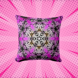 Cojín Decorativo Dot Mandala Flor rosa y blanco