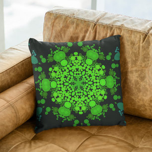 Cojín Decorativo Dot Mandala Flor Verde y Negro