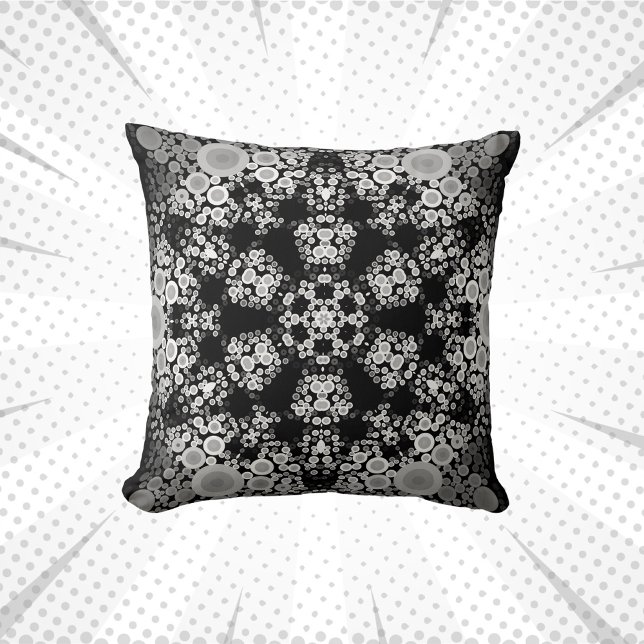 Cojín Decorativo Dot Mandala Flores Gris y Negro (Subido por el creador)