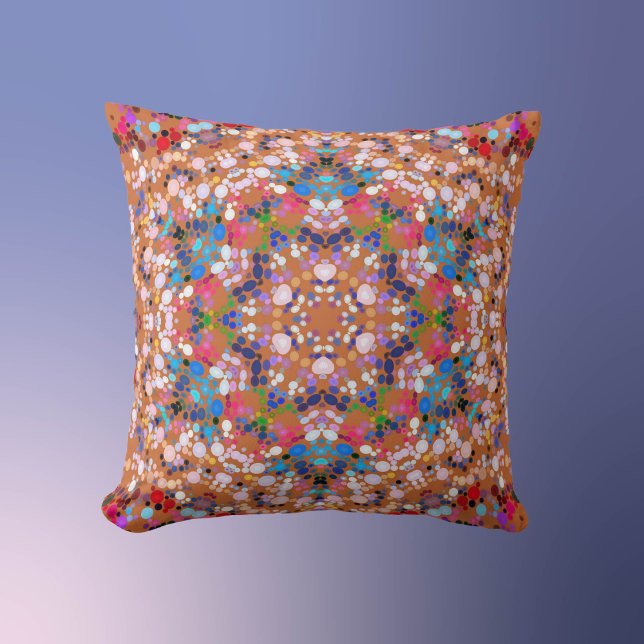 Cojín Decorativo Dot Mandala Naranja Rosa azul y blanco (Subido por el creador)