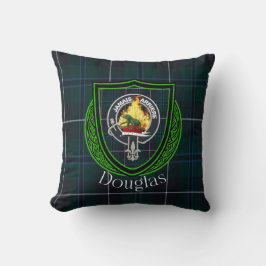 Cojín Decorativo Douglas Scottish Clan Tartan & Escudo