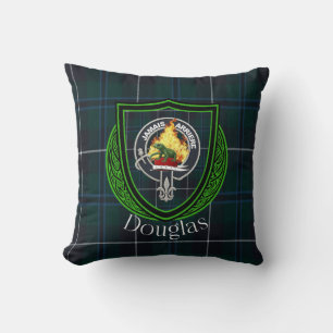 Cojín Decorativo Douglas Scottish Clan Tartan & Escudo
