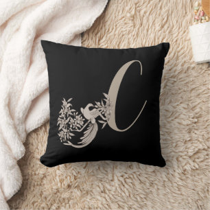 Cojín Decorativo Dove Elegante Monograma Inicial C 