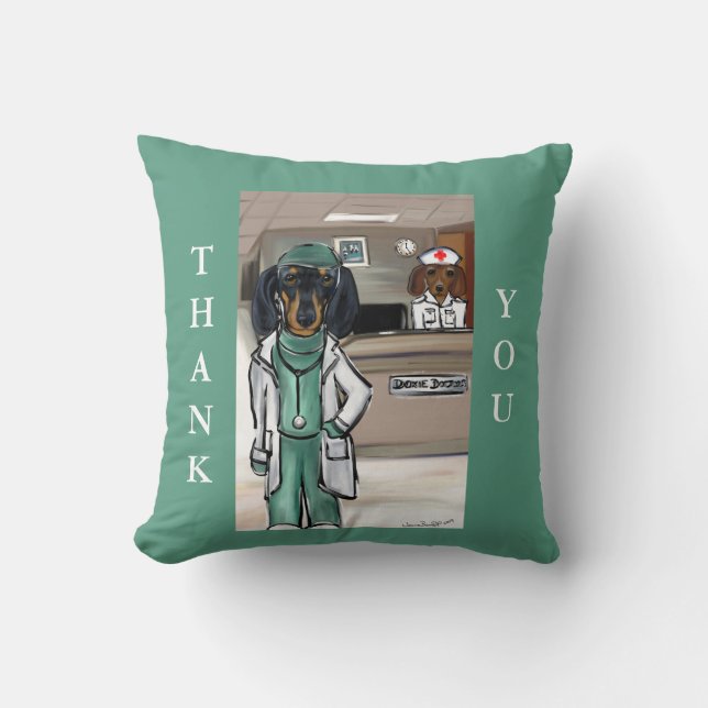 Cojín Decorativo Doxie Doctor (Anverso)