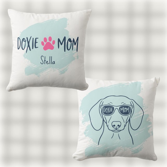 Cojín Decorativo Doxie Mom Pillow Ice Blue Pastel Dachshund Name (Subido por el creador)