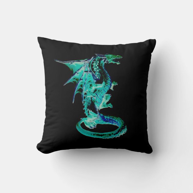 Cojín Decorativo Dragón azul marino reversible (Anverso)