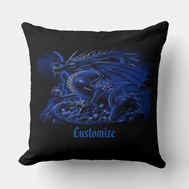 Cojín Decorativo Dragón azul personalizado (Anverso)