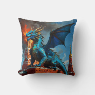 Cojín Decorativo Dragón azul y oro visita Moscú