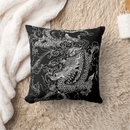 Cojín Decorativo Dragón blanco y negro