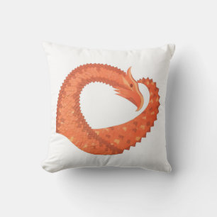 Cojín Decorativo dragón cardíaco naranja sobre blanco