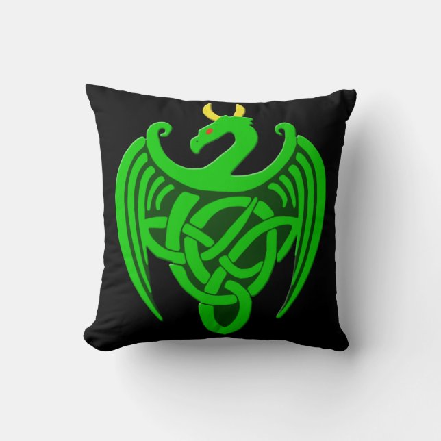 Cojín decorativo Dragón Celta Verde (Anverso)