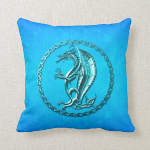 Cojín Decorativo Dragón céltico azul