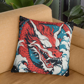 Cojín Decorativo Dragón chino o japonés fuerte