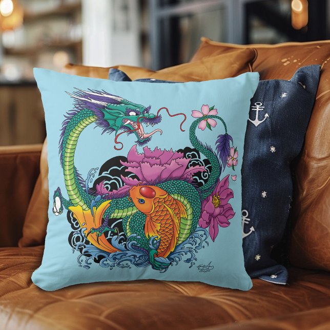 Cojín Decorativo Dragón de agua chino Koi Fish (Subido por el creador)