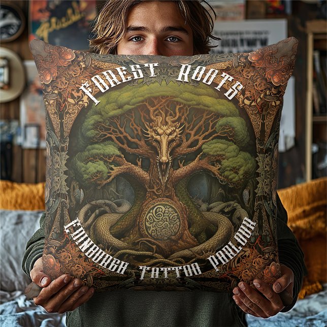 Cojín Decorativo Dragón de árbol celta - Arte de IA Generado Tattoo (Subido por el creador)