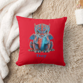 Cojín Decorativo Dragón de bebé azul y rojo dulce