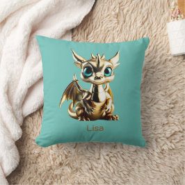 Cojín Decorativo Dragón de bebé dorado