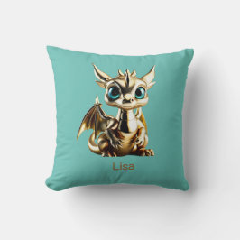 Cojín Decorativo Dragón de bebé dorado