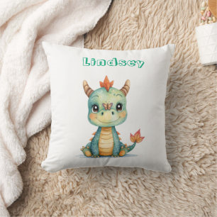 Cojín Decorativo Dragón de bebé lindo y feliz