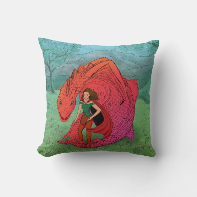 Cojín Decorativo Dragón de bebé rojo (Anverso)
