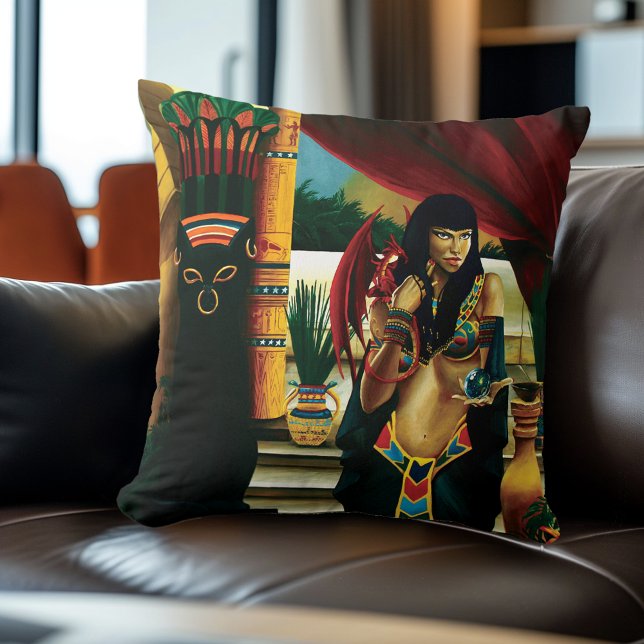 Cojín Decorativo Dragón de gato de reina egipcio (Subido por el creador)