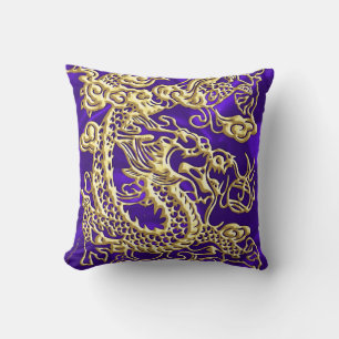 Cojín Decorativo Dragón de oro Grabado en relieve en papel satinado