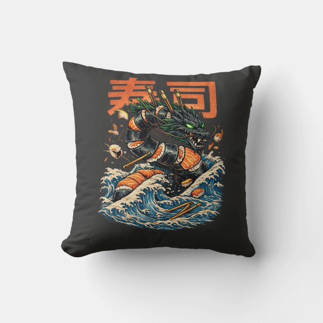 COJÍN DECORATIVO DRAGÓN DEL MAR DE SUSHI (Anverso)