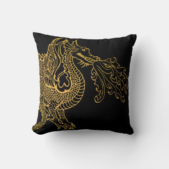 Cojín Decorativo Dragón dorado (Anverso)