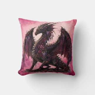 Cojín Decorativo Dragón Flor | Dragón de Fantasía Botánica