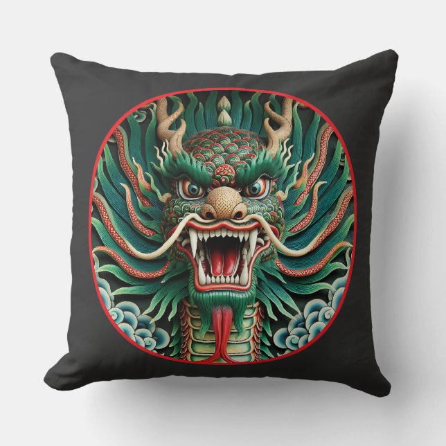 Cojín Decorativo Dragón japonés y tradiciones Shinto-Budistas (Anverso)