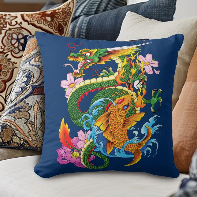 Cojín Decorativo Dragon Koi de China Verde (Subido por el creador)