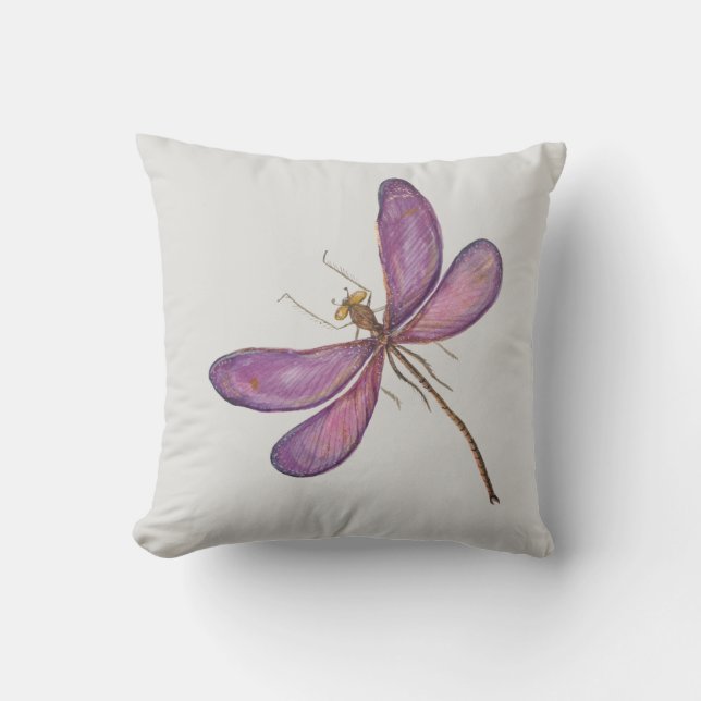 Cojín Decorativo Dragón Libélula Rosa Moderno Fondo Plateado (Anverso)